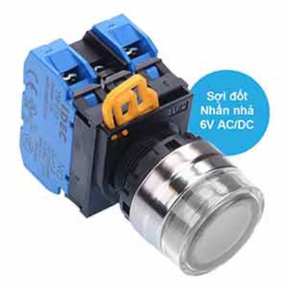 Ảnh của Nút nhấn nhả có đèn IDEC YW4L-MF2E20Q5W 6VAC/DC D22 2NO (Trắng)