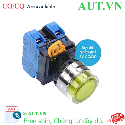 Ảnh của Nút nhấn nhả có đèn IDEC YW4L-MF2E20Q5Y 6VAC/DC D22 2NO (Vàng)
