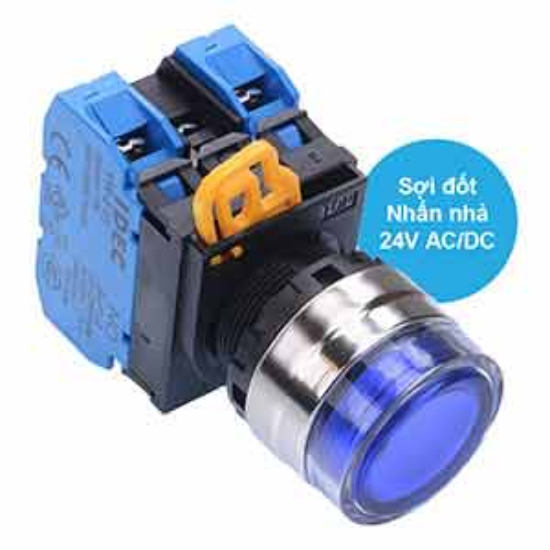 Ảnh của Nút nhấn nhả có đèn IDEC YW4L-MF2E20Q7S 24VAC/DC D22 2NO (Xanh)