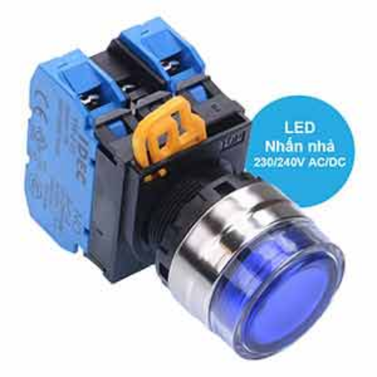 Ảnh của Nút nhấn nhả có đèn IDEC YW4L-MF2E20QM3S 220VAC D22 2NO (Xanh)