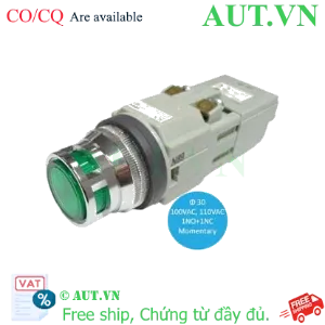 Ảnh của Nút nhấn nhả có đèn IDEC ALFN21611DNG 110VAC D30 1NO+1NC (Xanh)