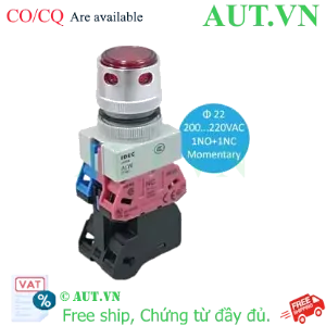 Ảnh của Nút nhấn nhả có đèn IDEC ALFW22611DR 220VAC D22 1NO+1NC (Đỏ)