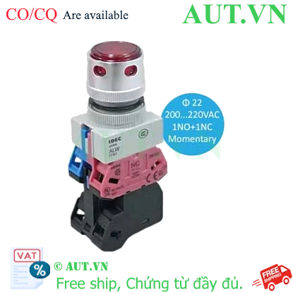 Ảnh của Nút nhấn nhả có đèn IDEC ALFW22611DR 220VAC D22 1NO+1NC (Đỏ)