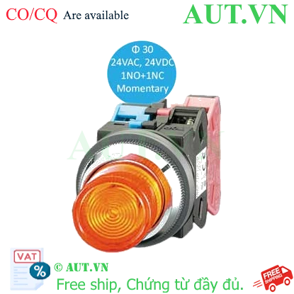 Ảnh của Nút nhấn nhả có đèn IDEC ALN22211DNA 24VAC/DC D30 1NO+1NC (Hổ phách)