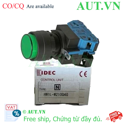 Ảnh của Nút nhấn nhả có đèn IDEC HW1L-M210Q4G 24VAC/DC D22 1NO (Xanh lá)