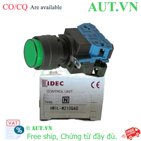 Ảnh của Nút nhấn nhả có đèn IDEC HW1L-M210Q4G 24VAC/DC D22 1NO (Xanh lá)