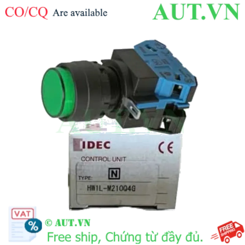 Ảnh của Nút nhấn nhả có đèn IDEC HW1L-M210Q4G 24VAC/DC D22 1NO (Xanh lá)