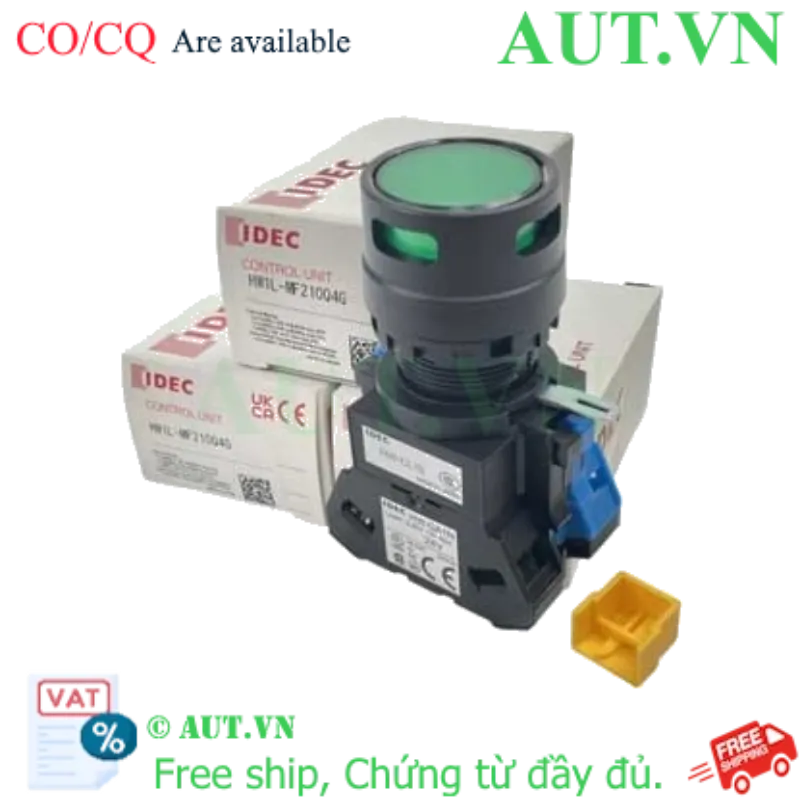 Ảnh của Nút nhấn nhả có đèn IDEC HW1L-MF210Q4G 24VAC/DC D22 1NO (Xanh lá)
