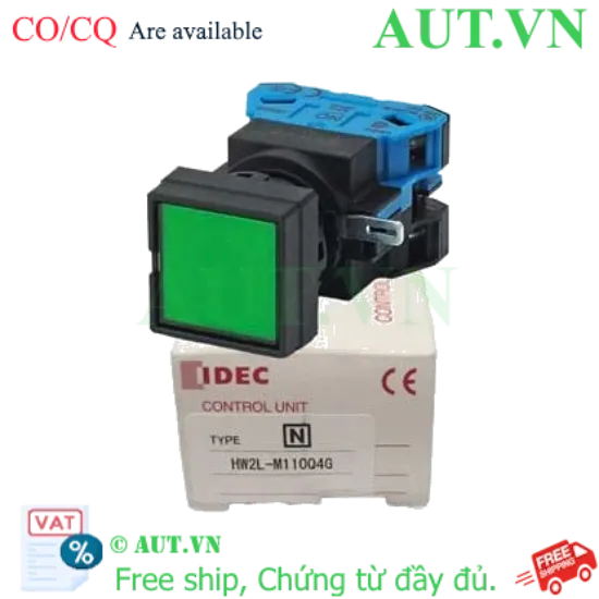 Ảnh của Nút nhấn nhả có đèn IDEC HW2L-M110Q4G 24VAC/DC D22 1NO (Xanh lá)