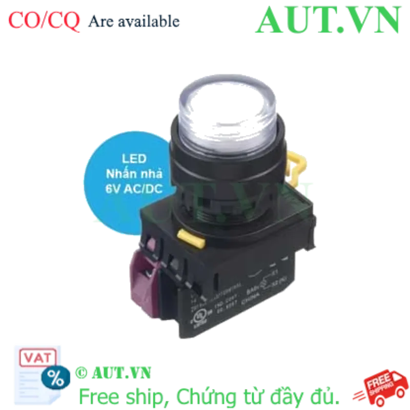 Ảnh của Nút nhấn nhả có đèn IDEC YW1L-M2E01Q2PW 6VAC/DC D22 1NC (Trắng)