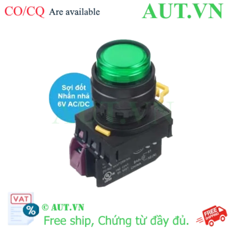 Ảnh của Nút nhấn nhả có đèn IDEC YW1L-M2E01Q5G 6VAC/DC D22 1NC (Xanh)
