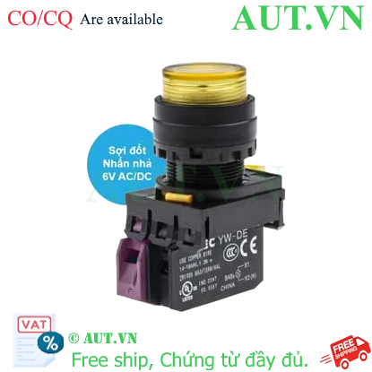 Ảnh của Nút nhấn nhả có đèn IDEC YW1L-M2E01Q5Y 6VAC/DC D22 1NC (Vàng)