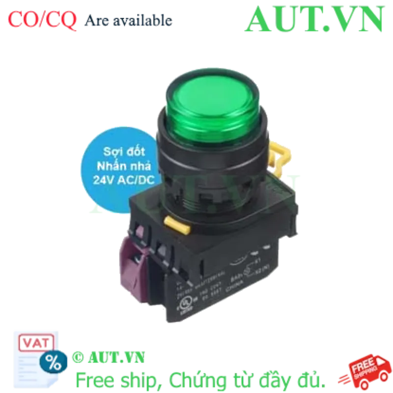 Ảnh của Nút nhấn nhả có đèn IDEC YW1L-M2E01Q7G 24VAC/DC D22 1NC (Xanh)