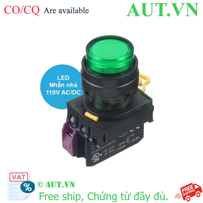 Ảnh của Nút nhấn nhả có đèn IDEC YW1L-M2E01QHG 110VAC D22 1NC (Xanh)
