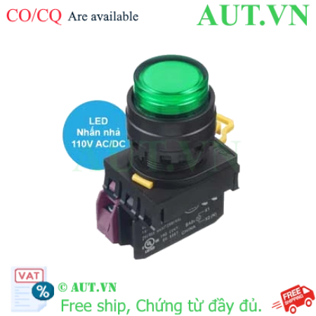 Ảnh của Nút nhấn nhả có đèn IDEC YW1L-M2E01QHG 110VAC D22 1NC (Xanh)