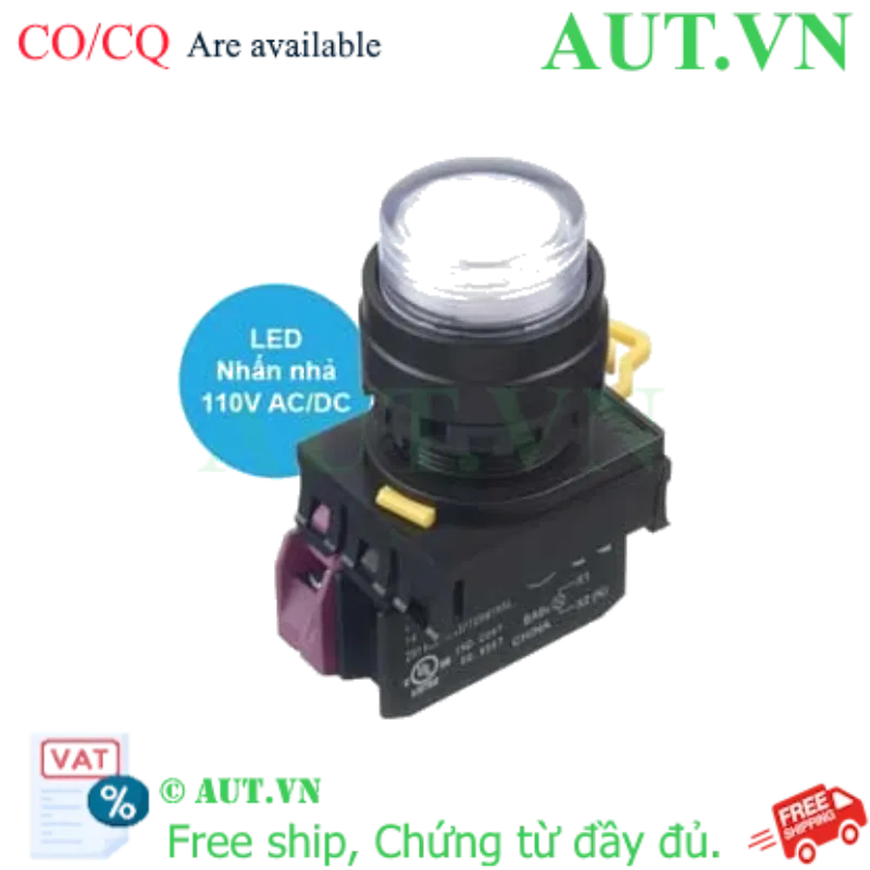 Ảnh của Nút nhấn nhả có đèn IDEC YW1L-M2E01QHPW 110VAC D22 1NC (Trắng)