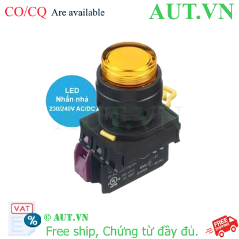 Ảnh của Nút nhấn nhả có đèn IDEC YW1L-M2E01QM3A 220VAC D22 1NC (Hổ phách)