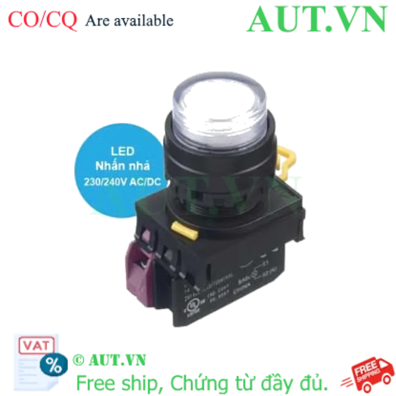 Ảnh của Nút nhấn nhả có đèn IDEC YW1L-M2E01QM3PW 220VAC D22 1NC (Trắng)
