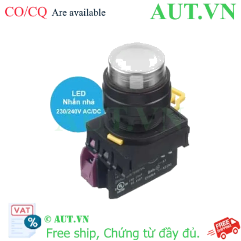 Ảnh của Nút nhấn nhả có đèn IDEC YW1L-M2E01QM3W 220VAC D22 1NC (Trắng)