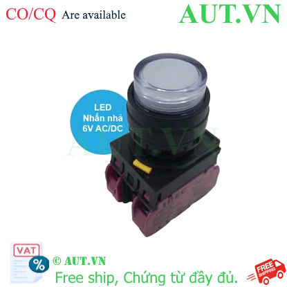 Ảnh của Nút nhấn nhả có đèn IDEC YW1L-M2E02Q2W 6VAC/DC D22 2NC (Trắng)