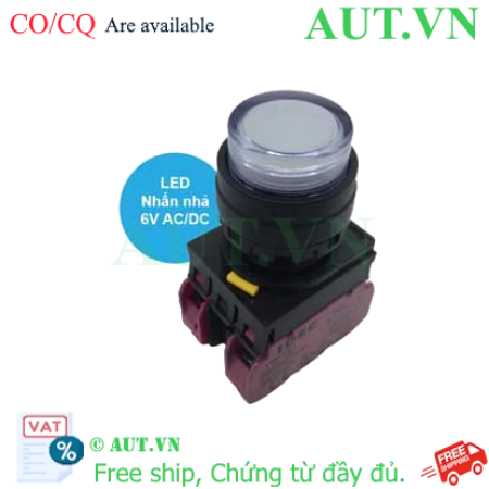 Ảnh của Nút nhấn nhả có đèn IDEC YW1L-M2E02Q2W 6VAC/DC D22 2NC (Trắng)