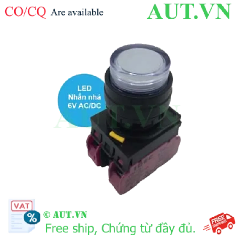 Ảnh của Nút nhấn nhả có đèn IDEC YW1L-M2E02Q2W 6VAC/DC D22 2NC (Trắng)
