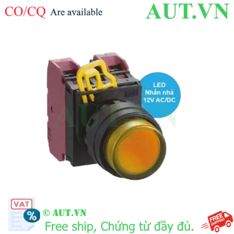 Ảnh của Nút nhấn nhả có đèn IDEC YW1L-M2E02Q3A 12VAC/DC D22 2NC (Hổ phách)
