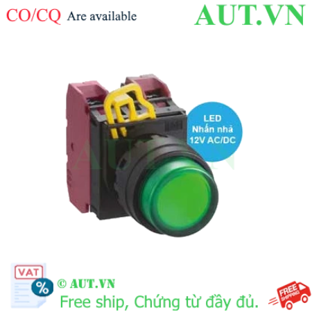 Ảnh của Nút nhấn nhả có đèn IDEC YW1L-M2E02Q3G 12VAC/DC D22 2NC (Xanh)