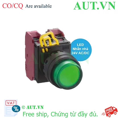 Ảnh của Nút nhấn nhả có đèn IDEC YW1L-M2E02Q4G 24VAC/DC D22 2NC (Xanh)