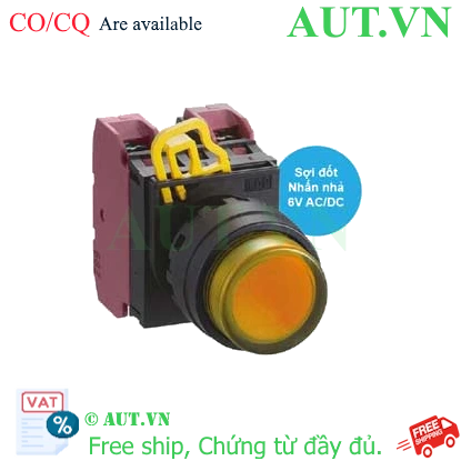Ảnh của Nút nhấn nhả có đèn IDEC YW1L-M2E02Q5A 6VAC/DC D22 2NC (Hổ phách)