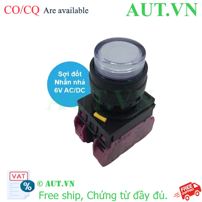 Ảnh của Nút nhấn nhả có đèn IDEC YW1L-M2E02Q5W 6VAC/DC D22 2NC (Trắng)
