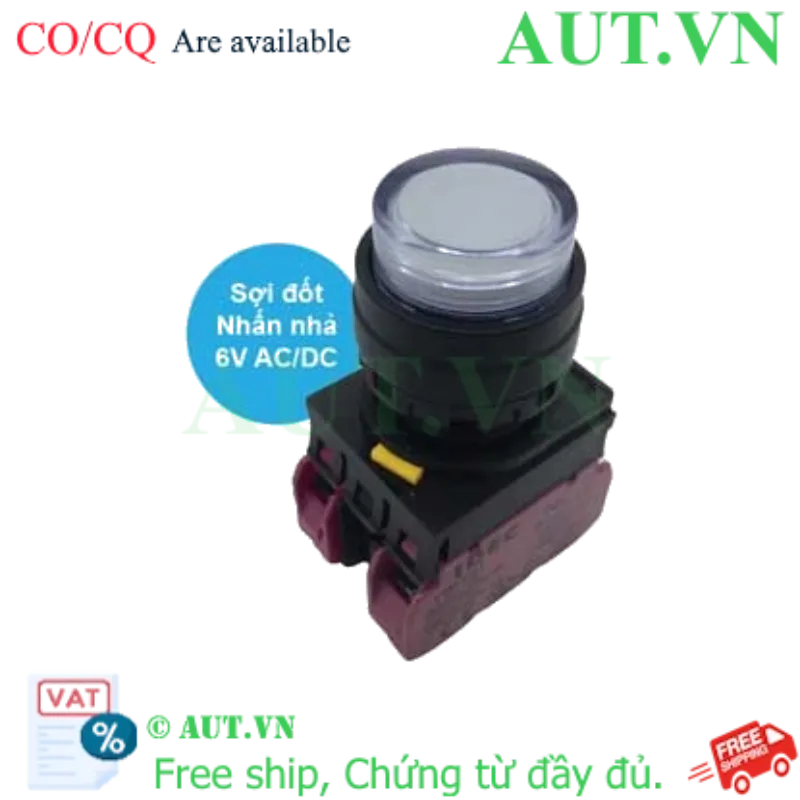 Ảnh của Nút nhấn nhả có đèn IDEC YW1L-M2E02Q5W 6VAC/DC D22 2NC (Trắng)