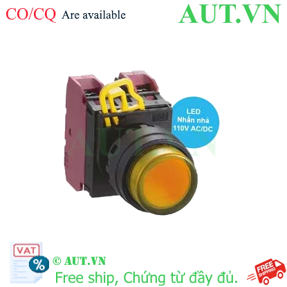 Ảnh của Nút nhấn nhả có đèn IDEC YW1L-M2E02QHA 110VAC D22 2NC (Hổ phách)