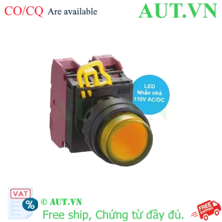 Ảnh của Nút nhấn nhả có đèn IDEC YW1L-M2E02QHA 110VAC D22 2NC (Hổ phách)
