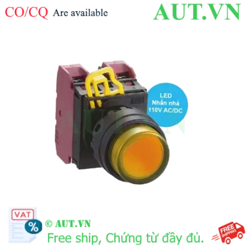 Ảnh của Nút nhấn nhả có đèn IDEC YW1L-M2E02QHA 110VAC D22 2NC (Hổ phách)