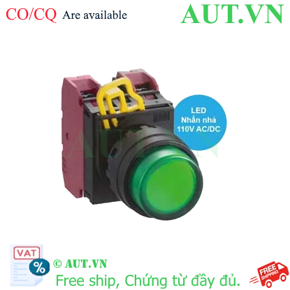Ảnh của Nút nhấn nhả có đèn IDEC YW1L-M2E02QHG 110VAC D22 2NC (Xanh)
