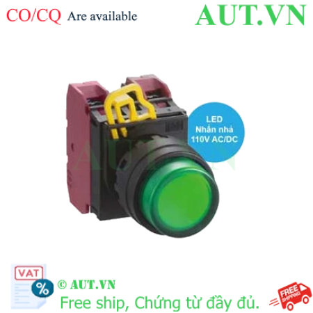 Ảnh của Nút nhấn nhả có đèn IDEC YW1L-M2E02QHG 110VAC D22 2NC (Xanh)