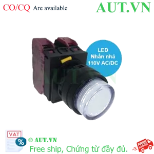 Ảnh của Nút nhấn nhả có đèn IDEC YW1L-M2E02QHPW 110VAC D22 2NC (Trắng)