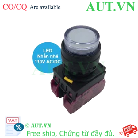 Ảnh của Nút nhấn nhả có đèn IDEC YW1L-M2E02QHW 110VAC D22 2NC (Trắng)