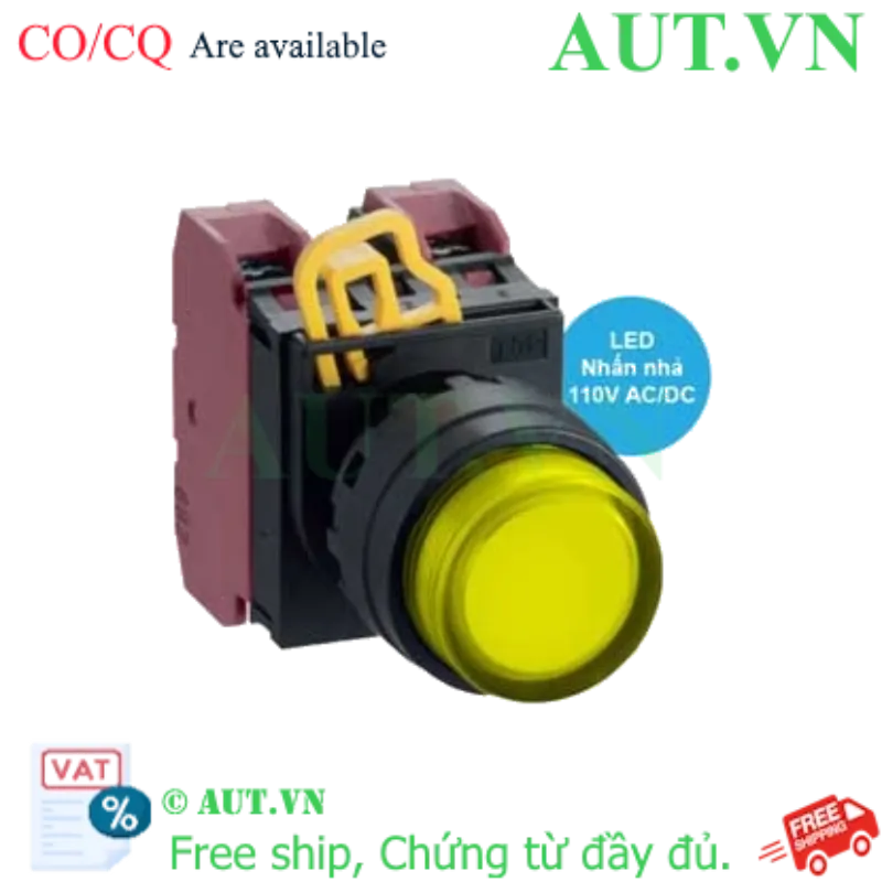 Ảnh của Nút nhấn nhả có đèn IDEC YW1L-M2E02QHY 110VAC D22 2NC (Vàng)