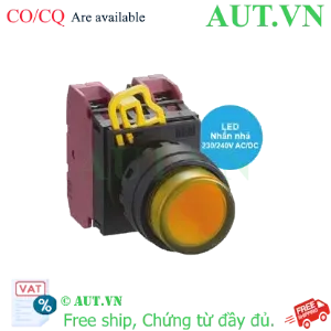 Ảnh của Nút nhấn nhả có đèn IDEC YW1L-M2E02QM3A 220VAC D22 2NC (Hổ phách)