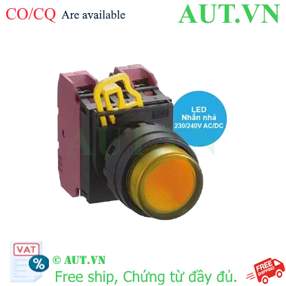 Ảnh của Nút nhấn nhả có đèn IDEC YW1L-M2E02QM3A 220VAC D22 2NC (Hổ phách)