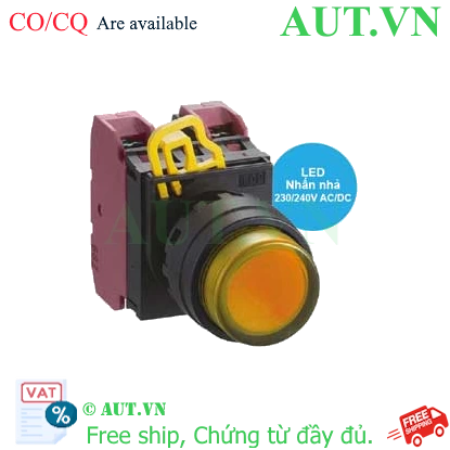 Ảnh của Nút nhấn nhả có đèn IDEC YW1L-M2E02QM3A 220VAC D22 2NC (Hổ phách)