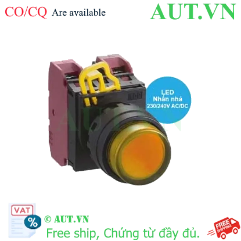 Ảnh của Nút nhấn nhả có đèn IDEC YW1L-M2E02QM3A 220VAC D22 2NC (Hổ phách)