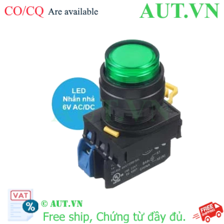 Ảnh của Nút nhấn nhả có đèn IDEC YW1L-M2E10Q2G 6VAC/DC D22 1NO (Xanh)