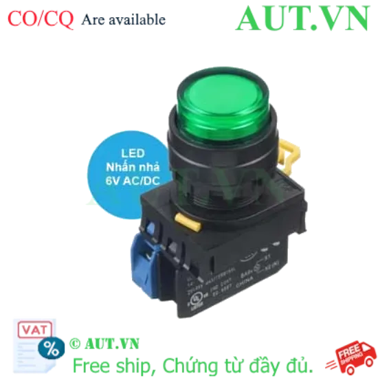 Ảnh của Nút nhấn nhả có đèn IDEC YW1L-M2E10Q2G 6VAC/DC D22 1NO (Xanh)