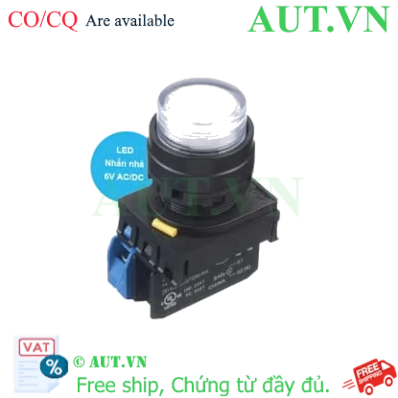 Ảnh của Nút nhấn nhả có đèn IDEC YW1L-M2E10Q2PW 6VAC/DC D22 1NO (Trắng)