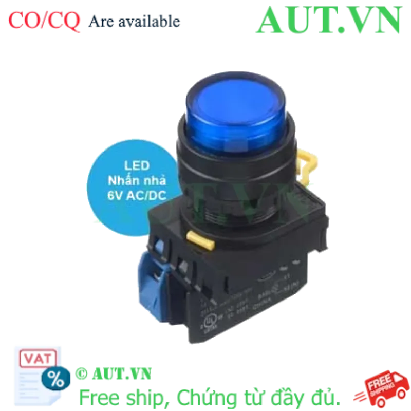 Ảnh của Nút nhấn nhả có đèn IDEC YW1L-M2E10Q2S 6VAC/DC D22 1NO (Xanh)