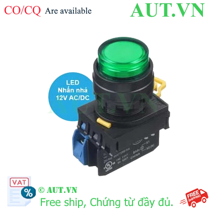 Ảnh của Nút nhấn nhả có đèn IDEC YW1L-M2E10Q3G 12VAC/DC D22 1NO (Xanh)