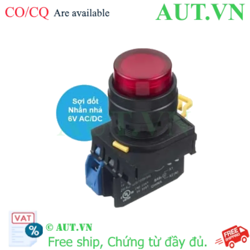 Ảnh của Nút nhấn nhả có đèn IDEC YW1L-M2E10Q5R 6VAC/DC D22 1NO (Đỏ)